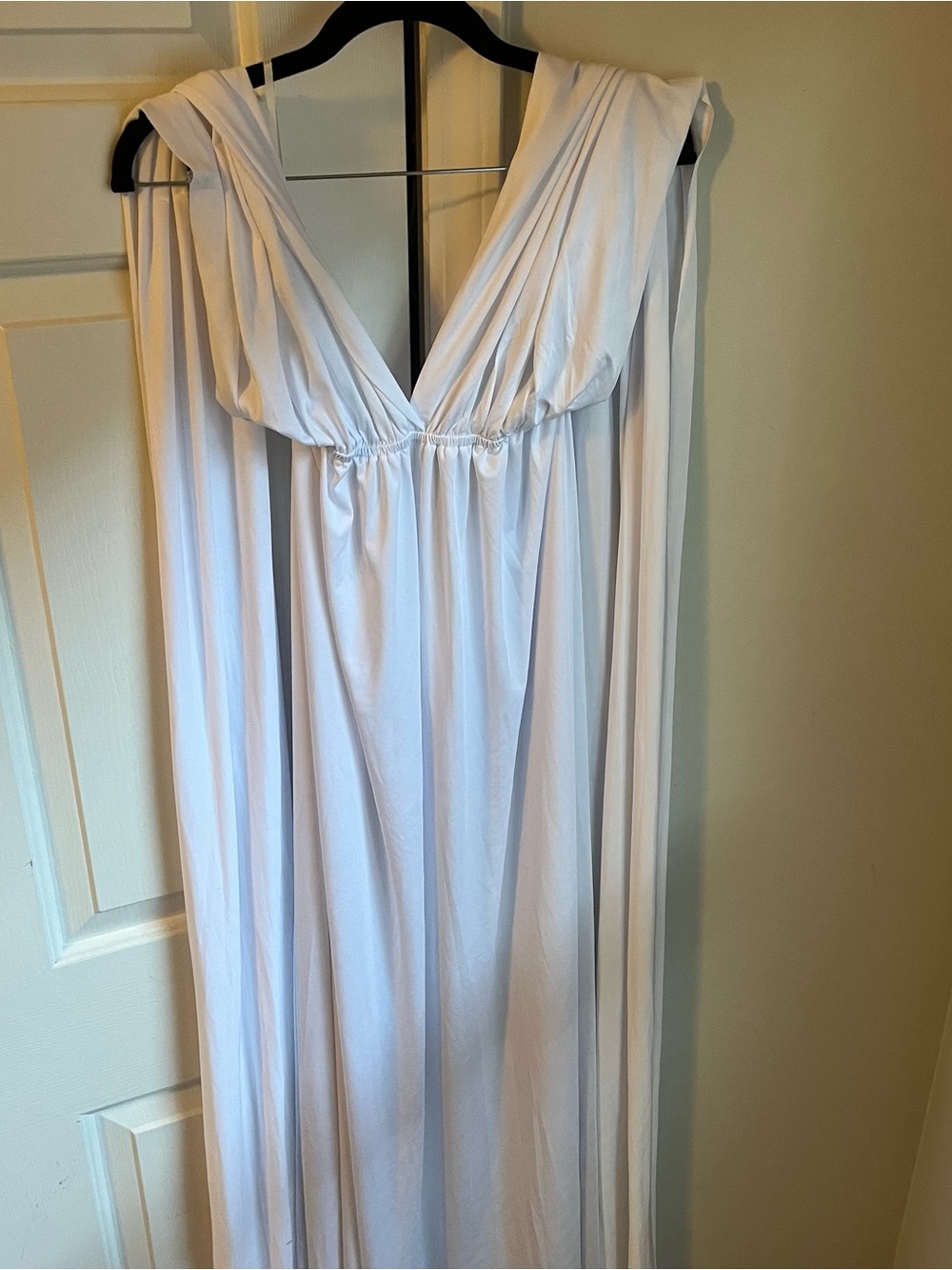 Women’s White V-Neck Goddess Wrap Gown